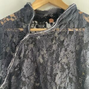 Free People Black Lace Top